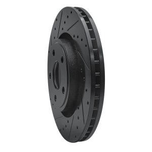 Dodge Durango Brake Rotor (1) - Front Left - R1 Concepts - Drilled & Slotted - Black - `11-`25